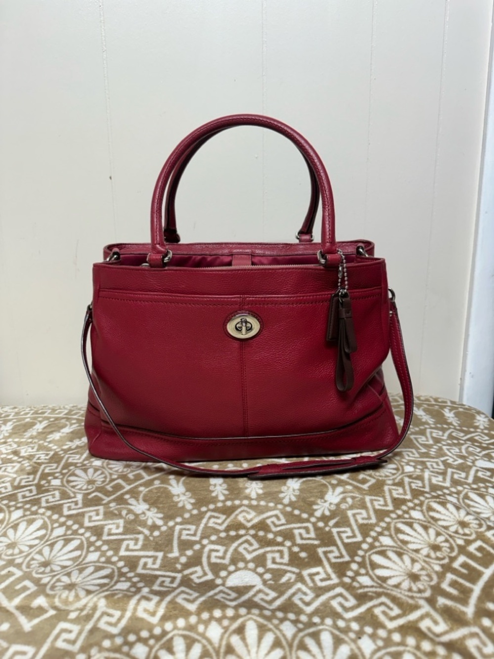 Coach Park  Large Carryall F23268 in Red Pebbled Leather